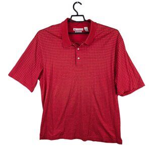Mens Oxford Golf Red & White Check Polo Shirt 100% Cotton Short Sleeve Size XXL